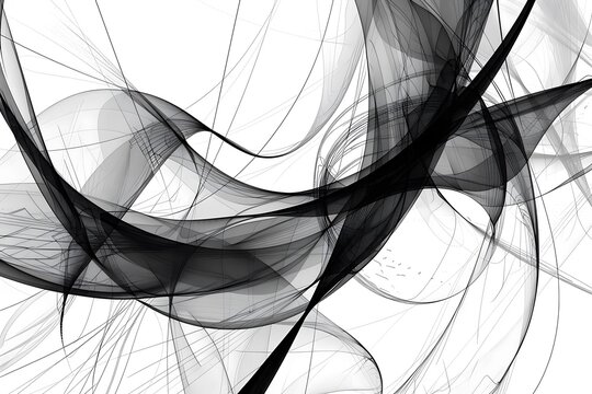 Abstract art design with black and white lines and fractal texture, perfect for wallpaper or digital decoration