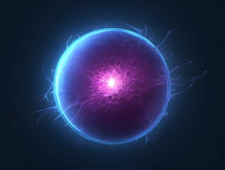 Electromagnetic Plasma Sphere with Vibrant Blue and Purple Energy Field - Futuristic Science Concept