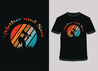 Mother and son vintage t-shirt design