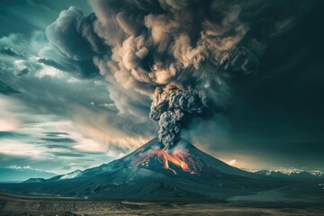 Volcanic eruption viewed from a safe distance