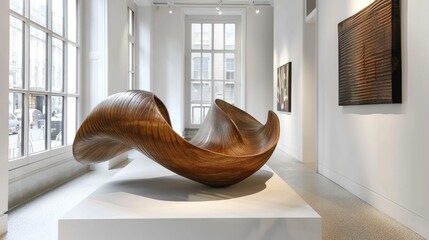Modern art gallery abstract sculptures
