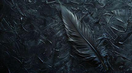 Feather on black background