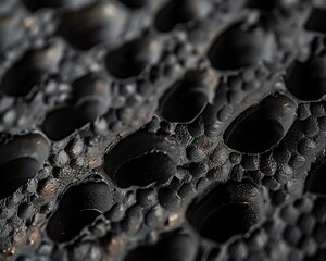 Close-up of a 3D synthetic rubber texture, highlighting the material's roughness and durability for industrial designs