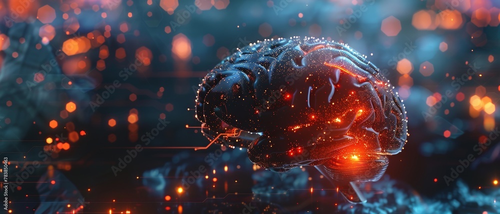 Poster inside the brain of ai, circuitry ablaze with neural activity