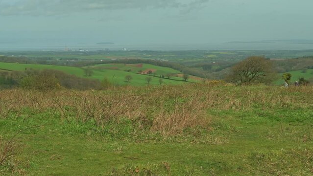 View from Cothelstone Hill towards the Bristol Channel and Hinkley Point, Somerset, England