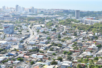 Paisaje Urbano en Cartagena de Indias, Colombia. Toma Aérea.