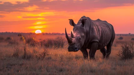 Zelfklevend Fotobehang Big Rhino in their natural habitat © Nataliya