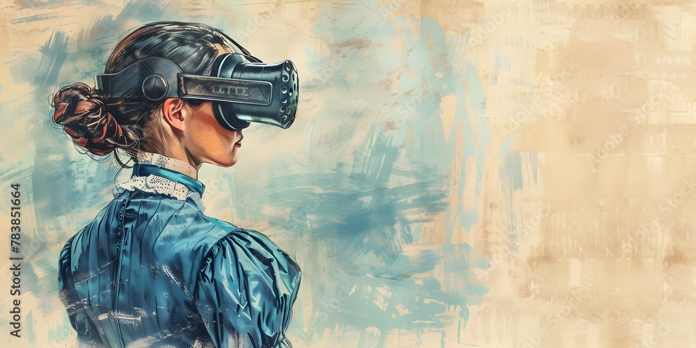 Poster innovative educator integrating virtual reality into history lessons for immersive learning experien