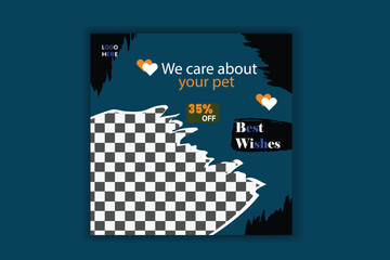 Web New social media template pet social media post design vector flyer premium web banner