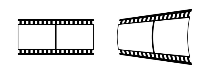 35mm film strip vector design with 2 frames isolated on white background. Black film reel symbol illustration to use in photography, television, cinema, photo frame. 