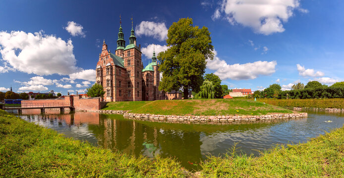Panorama of Rosenborg Castle or Rosenborg Slot on summer sunny day, Copenhagen, capital of Denmark