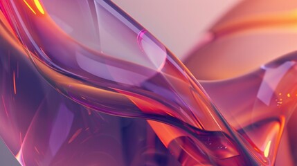 3D render of bended layers of glass, creating an abstract background with a transparent effect of two layers