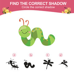 Find the correct shadow. Worksheet for kid. Matching shadow game for children. Circle the correct shadow
