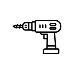 Hand drill icon in line style, isolated background