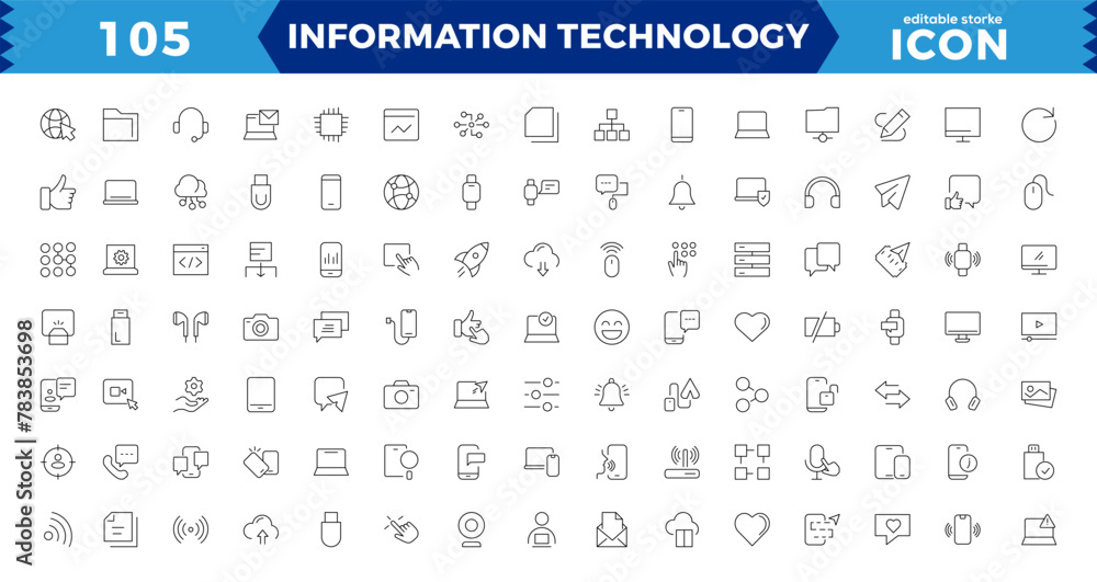 Poster information technology icon set. containing cloud computing, it manager, big data, data analytics, i
