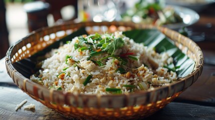 La cuisine: Fried rice in Laotian style.  - obrazy, fototapety, plakaty