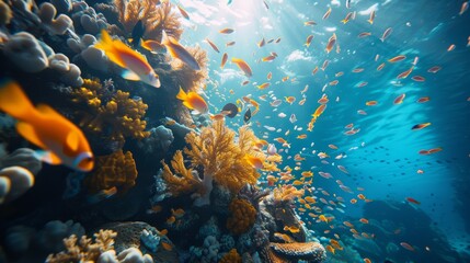 Obraz na płótnie Canvas The underwater world of fish and corrals.