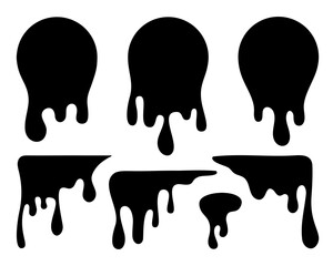 Black Dripping Paint Silhouettes Set