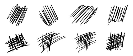 Set of Black Ink Scribble Marks