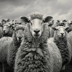 Sheep looking  camera