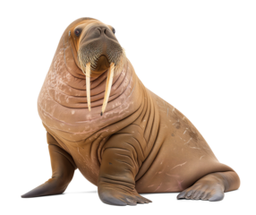 Walrus side view on isolated white background
