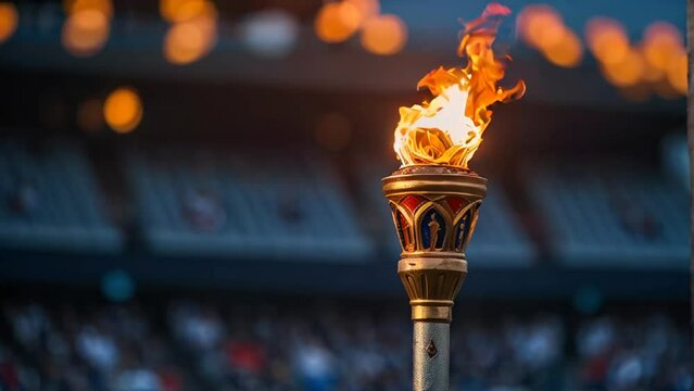Torch with fire, symbol of the Olympics