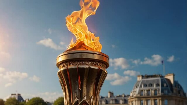 Torch with fire, symbol of the Olympics