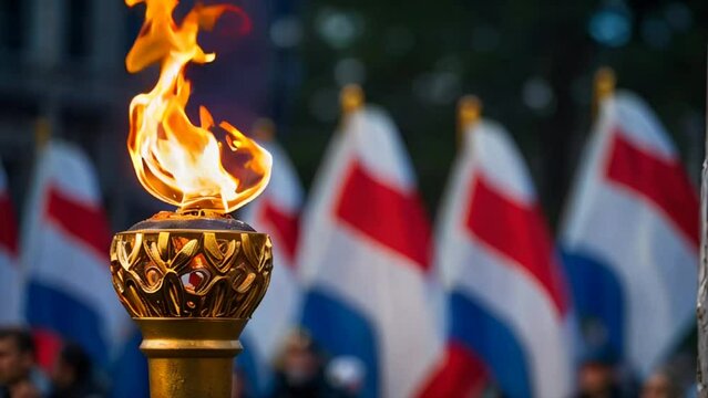 Torch with fire, symbol of the Olympics
