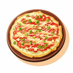 A Unique Japan Okonomiyaki clipart, Vector 3d isometric, color icon new flat style, isolated on white background