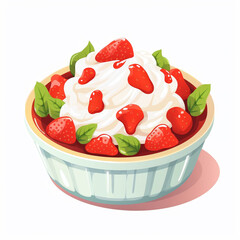 A Unique Korean bingsu strawberry clipart, watercolor illustration clipart, isolated on white background
