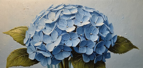 Blue Hydrangea Flower  Painting for Frame TV Art, Vintage Style Spring Floral Painting