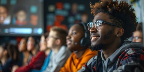 Diverse High School Students Collaborating in Virtual Cultural Exchange Program