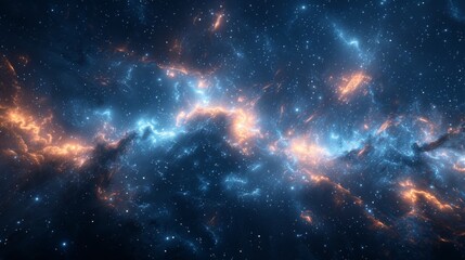 Space night sky blue background - obrazy, fototapety, plakaty