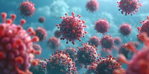 Fototapeta na wymiar Animated Microscopic Viral Cells Illustrating the Concept of Herd Immunity Part of an Educational Series on Vaccination Importance