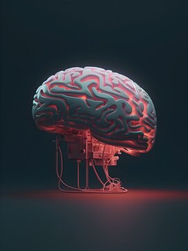 Neon-Illuminated Digital Brain Depicting Advanced Artificial Intelligence and Futuristic Technological Concepts