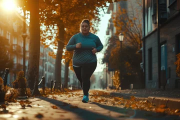 Fotobehang Breaking Stereotypes: Plus-Size Woman's Active Lifestyle © Andrii 