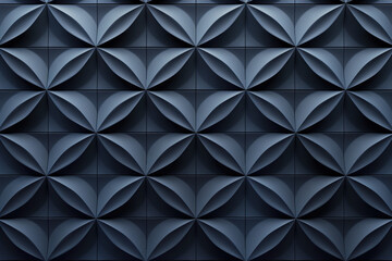 Fototapeta premium Minimalist geometrical 3d pattern. Dark grey blue luxury 3d surface texture. Background image. Created with Generative AI technology.