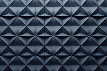 Obraz premium Minimalist geometrical 3d pattern. Dark grey blue luxury 3d surface texture. Background image. Created with Generative AI technology.