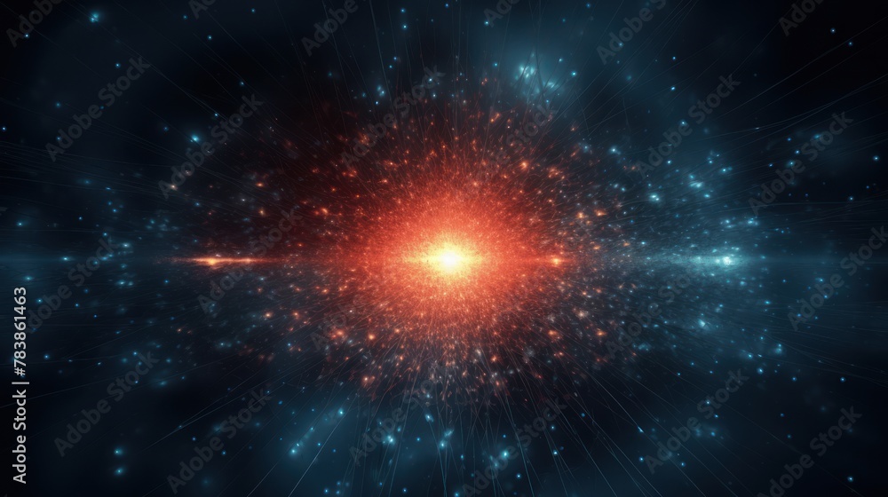 Poster abstract particle fractal background, hi-tech