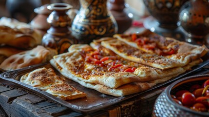 Mhajeb is a traditional Algerian envelope cake