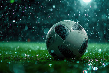 Soccer's Splendor: Rainy Match on the Green Field