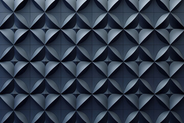 Obraz premium Minimalist geometrical 3d pattern. Dark grey blue luxury 3d surface texture. Background image. Created with Generative AI technology.