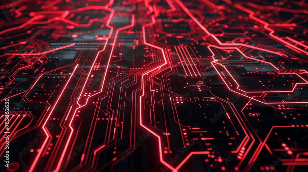 Aufkleber illuminated computer circuit board with red lights