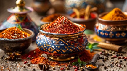 The national cuisine of Algeria, Ras el Hanout, is a mixture that often includes up to 40 different spices - obrazy, fototapety, plakaty