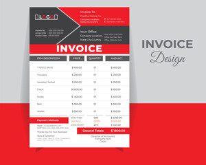 Creative INVOICE Design Template, Vector Design Template.