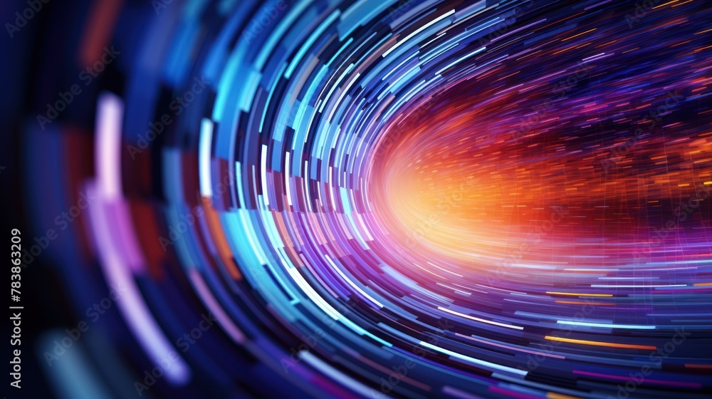 Poster big data and cybersecurity. data stream,a vibrant visualization of digital data flow