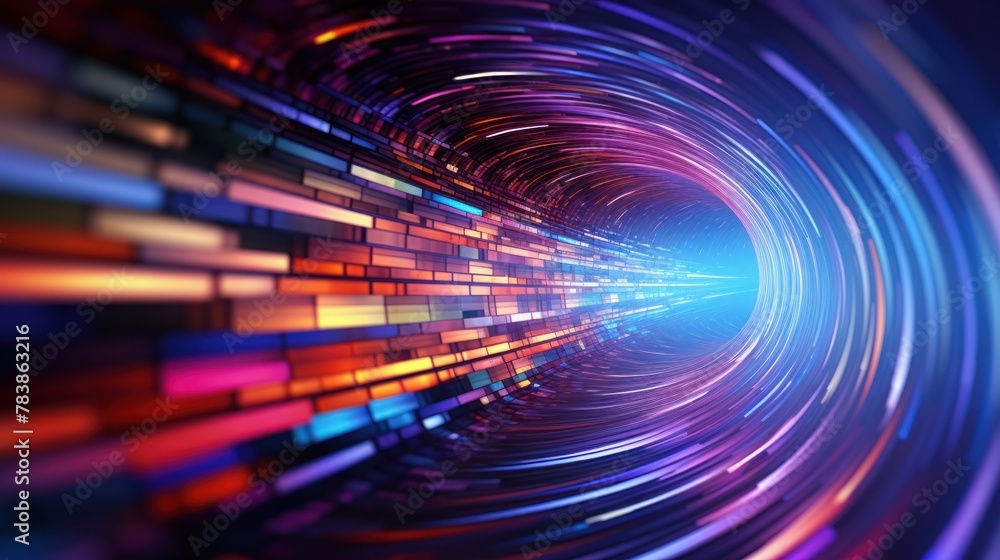 Poster big data and cybersecurity. data stream,a vibrant visualization of digital data flow