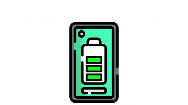 animation of full battery indicator icon with Loop and Alpha channel ready to use for motion graphic