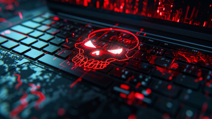 3D rendering of the hacked logo on a laptop internet crime concept Cybersecurity