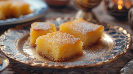 The national cuisine of Algeria, Tamina is an ancient Algerian sweet dessert consisting of toasted semolina, butter and honey.